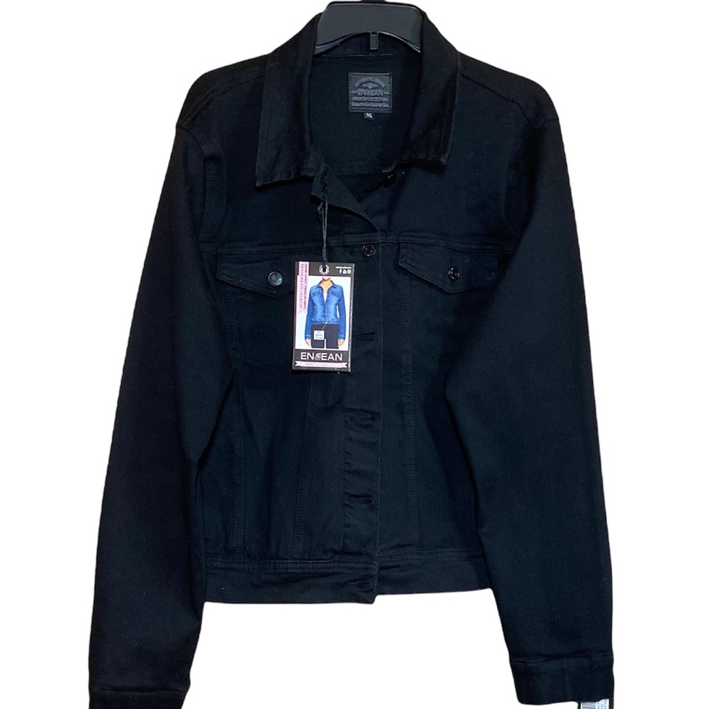 NWT Women’s ENJEAN Black Denim Jacket Size 1XL - Picture 4 of 12